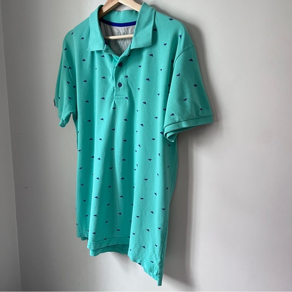 Nomad Tribe Polo Top Shortsleeve Paper Airplane Cotton Mens Size Large - Picture 3 of 6